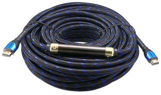 JINPIN Ultra High Speed hdmi cable-BC 50ft black/red with Braided Cord support Ethernet ,3D,4K and Audio Return... N13