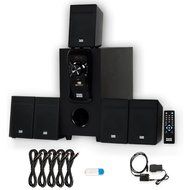 Acoustic Audio AA5150 Home 5.1 Speaker System with USB Bluetooth Optical Input FM and 5 Ext. Cables N2