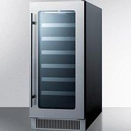 Summit CL15WC 15" 3.2 cu. ft. Capacity Built-In Wine Cellar with Digital Thermostat and Display White LED Lighting...