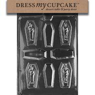 Dress My Cupcake DMCH038 Chocolate Candy Mold, Casket with Mummy, Halloween