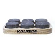 KALREDE Whiskey Stones Set of 6 Circular Drink Rocks for Chilling Wine or Any Other Beverages with a Wooden Tray... N2