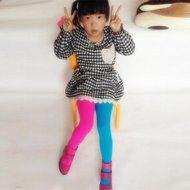 Phoneix New Chilren Girls Kids Two color Pantyhose Tights candy colored Stockings N4