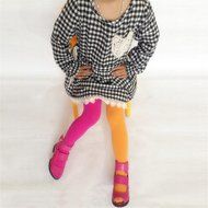 Phoneix New Chilren Girls Kids Two color Pantyhose Tights candy colored Stockings N5