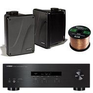 Yamaha R-S201BL 2-Channel 200-Watt Home Audio AM/FM Radio Stereo Receiver Amplifier Bundle Combo With 4x Kicker... N3