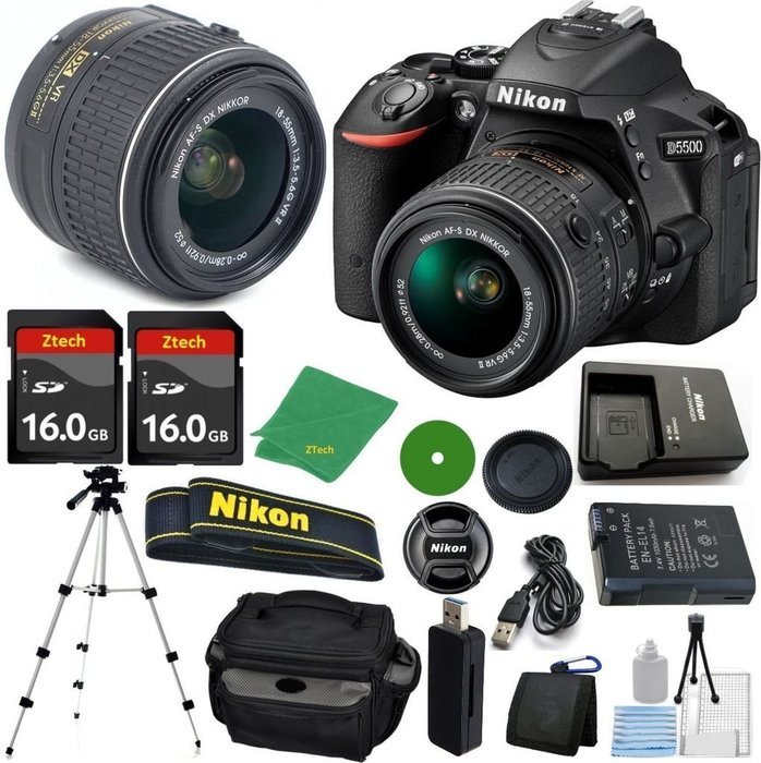 Nikon D5500 Digital SLR - International Version (No Warranty), 18-55mm f/3.5-5.6 DX VR, 2pcs 16GB ZeeTech Memory...