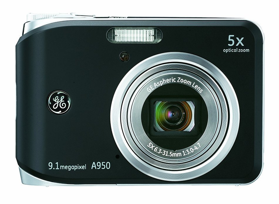 GE A950-BK 9MP Digital Camera with 5X Optical Zoom and 2.5 Inch LCD with Auto Brightness - Black N2