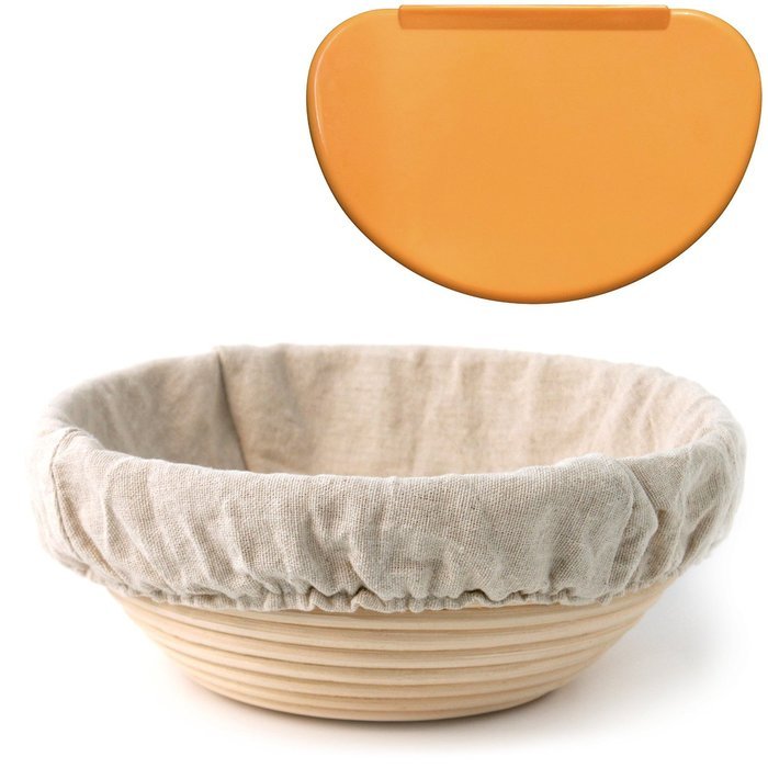 Banneton Proofing Basket 8.5&rdquo; Round with Cloth Liner and FREE Flexible Bowl Scraper for Shaping Dough | Only From...