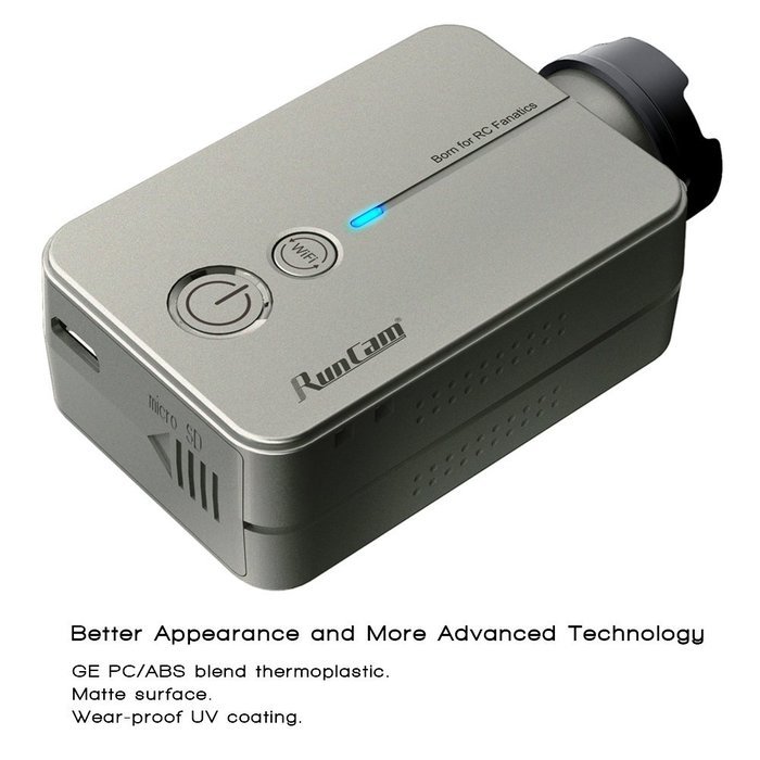 RunCam 2 1080P HD 120 Degree Wide Angle WiFi FPV Camera Silver for RC 250 Racing Quad QAV250