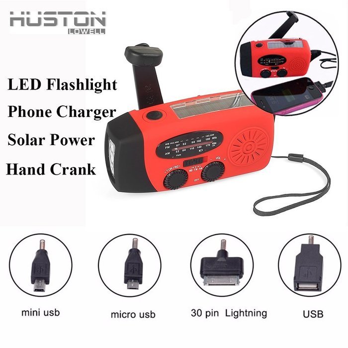 Oneplace Solar Dynamo Powered Radio Hand Crank AM/FM Emergency Radio - 3 LED Flashlight - Phone Charger Power... N4