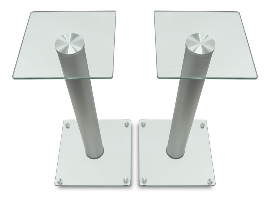 Mount-It! Floor Speaker Stands for Satellite Speakers and Surround Sound (5.1 and 2.1) Systems, Glass and Aluminum... N11