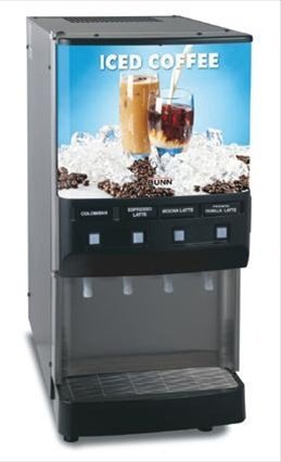 Bunn O Matic JDF-4 S Silver Series 4 Flavor Gourmet Ice Cold Beverage System - with Cold Water Dispense, Iced...