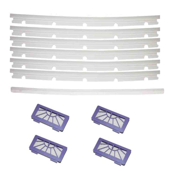 Iautomatic 4 hepa Filters + 6 Blades and 1 Squeegee Replacement For Neato XV-11 xv-12 xv-14