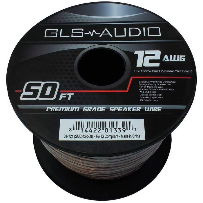 GLS Audio Premium 12 Gauge 50 Feet Speaker Wire - True 12AWG Speaker Cable 50ft Clear Jacket - High Quality 50... N3