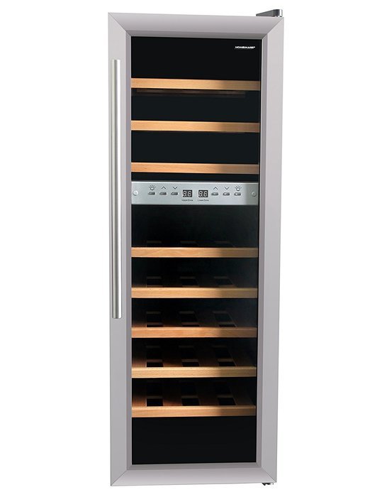 HOMEIMAGE DUAL-ZONE Thermal Electric Wine Cooler with Stainless Steel Door & Wooden Rack for 27 Bottles - HI-27SS N7