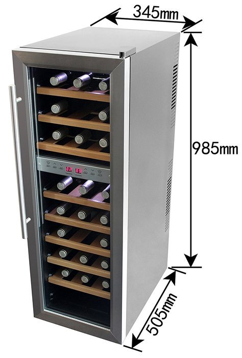 HOMEIMAGE DUAL-ZONE Thermal Electric Wine Cooler with Stainless Steel Door & Wooden Rack for 27 Bottles - HI-27SS N8