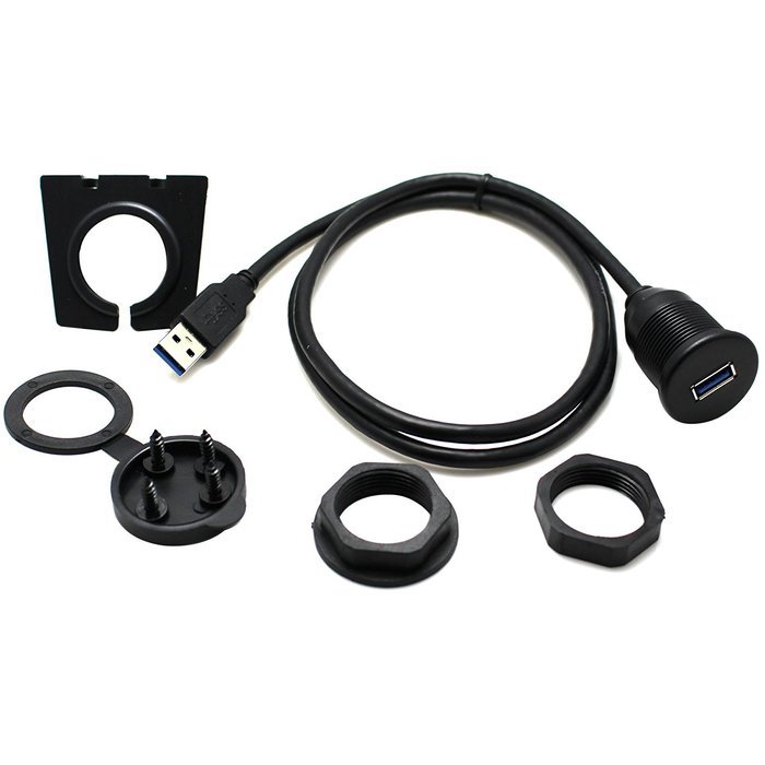 RAYSUN 1 Meter USB and 3.5mm AUX Extension Flush Mount - USB Dash Mount for Car Boat Motorcycle N3