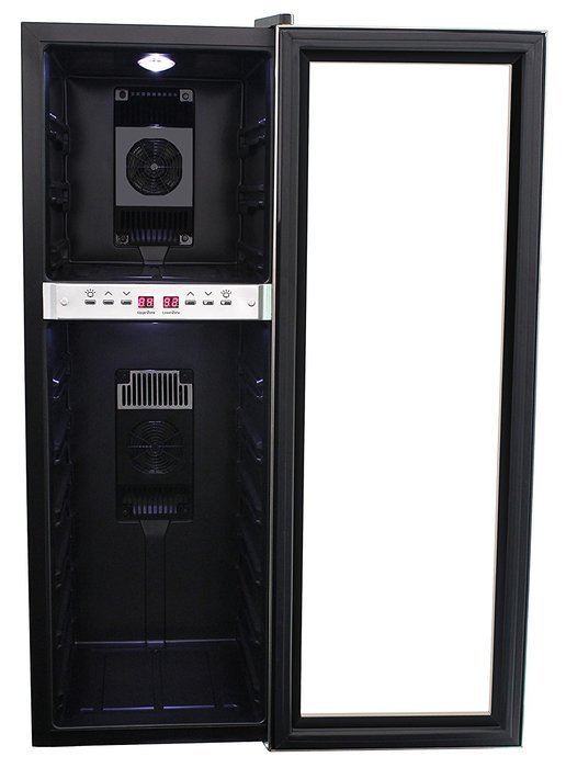 HOMEIMAGE DUAL-ZONE Thermal Electric Wine Cooler with Stainless Steel Door & Wooden Rack for 27 Bottles - HI-27SS N9