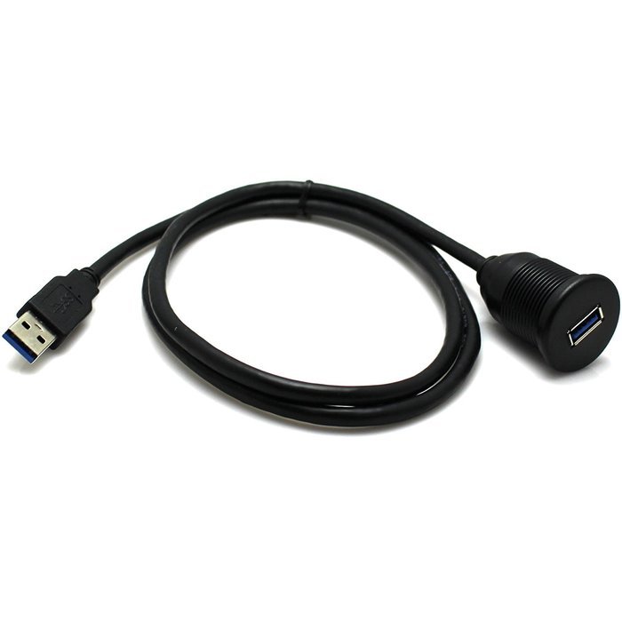 RAYSUN 1 Meter USB and 3.5mm AUX Extension Flush Mount - USB Dash Mount for Car Boat Motorcycle N4
