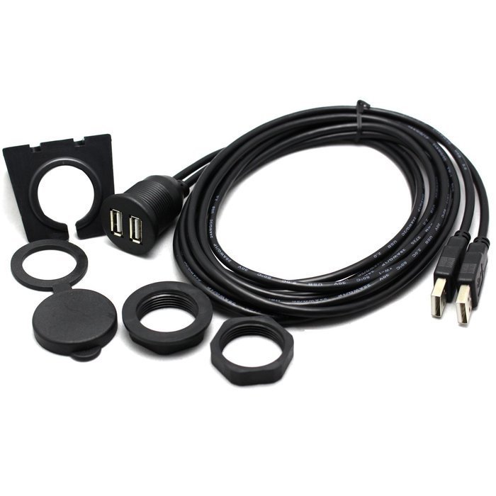 RAYSUN 1 Meter USB and 3.5mm AUX Extension Flush Mount - USB Dash Mount for Car Boat Motorcycle N5