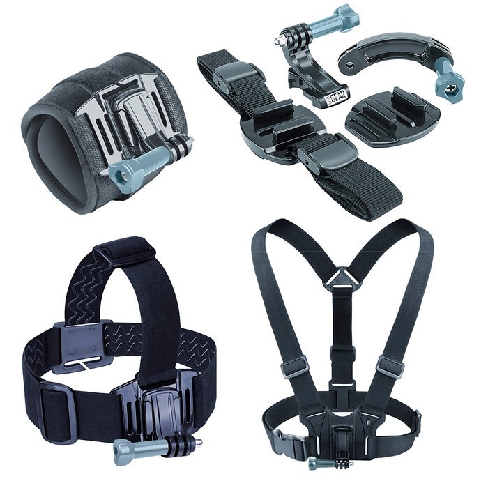 Action Camera Mounting Bundle including a Wrist , Helmet , Chest and Head Strap by USA Gear - Works With GoPro...