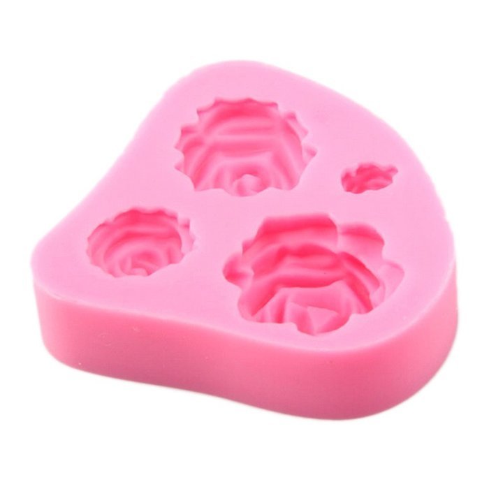 OUMOSI 3D Silicone Mold Rose Flower Fondant Cake Mold (Color Random) N2