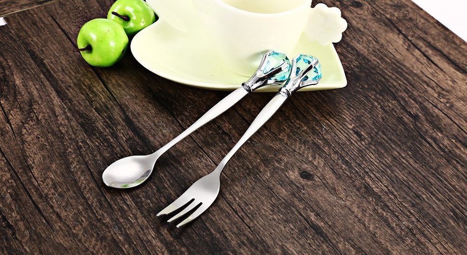 Stainless Steel Diamond Shaped Fork Spoon Tableware and Smooth Surface N2