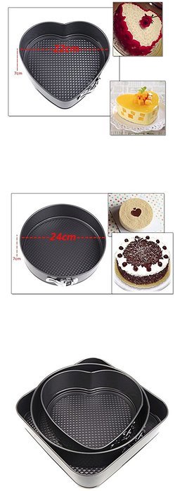 New Set of Three Springform Pans Chocolate Cake Bake Mould Bakeware Round Heart Square Shape Kitchen Accessories...