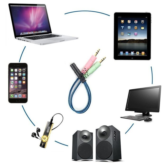 ENVEL 3.5mm Jack Cable Adapter Kit Mutual Convertors for PC headset and Smartphone Tablet Earphone with Headphone... N6