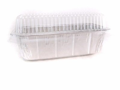 Disposable Aluminum 2 Lb. Loaf Pan with Clear Plastic Snap on Lid #5100P (50)