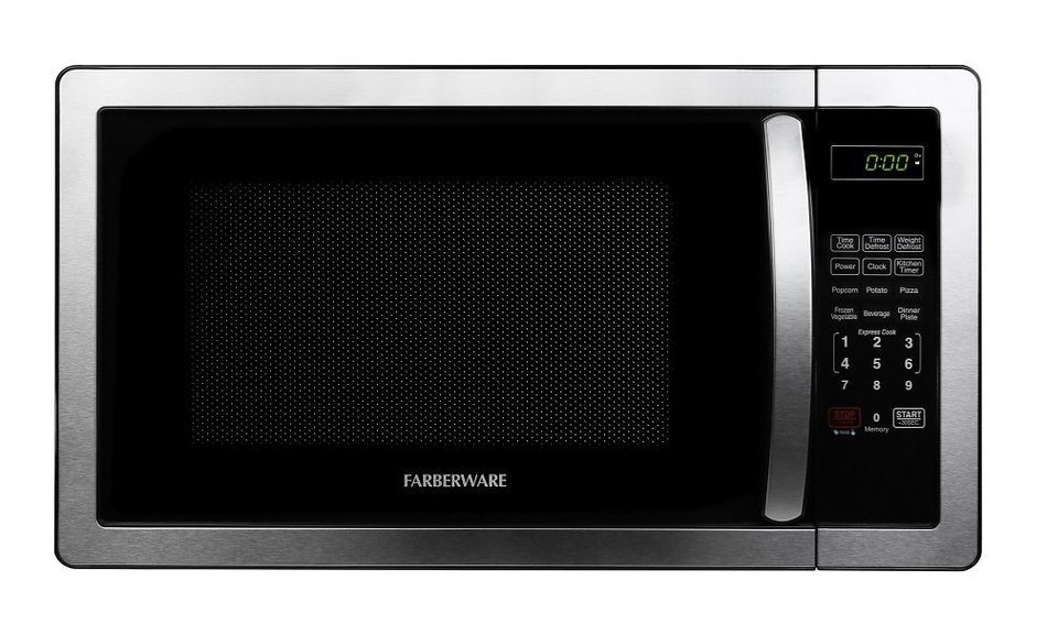 Farberware FMWO11AHTBKB Classic 1000W Microwave Oven, 1.1 cu. ft., Stainless Steel N8