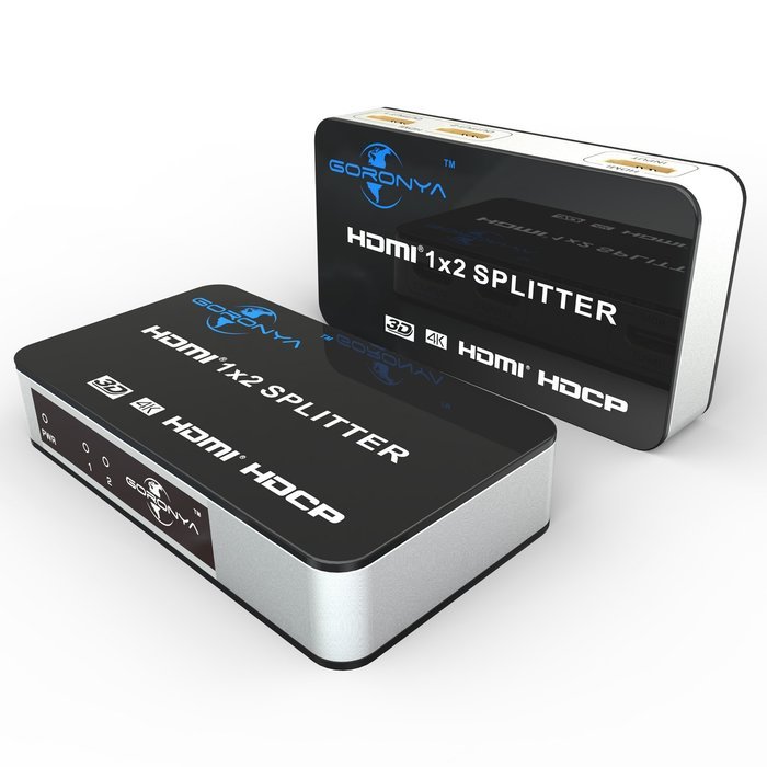 Goronya 1 x 2 HDMI V 1.4 Amplifier Splitter for Ultra HD 4K and 3D N3