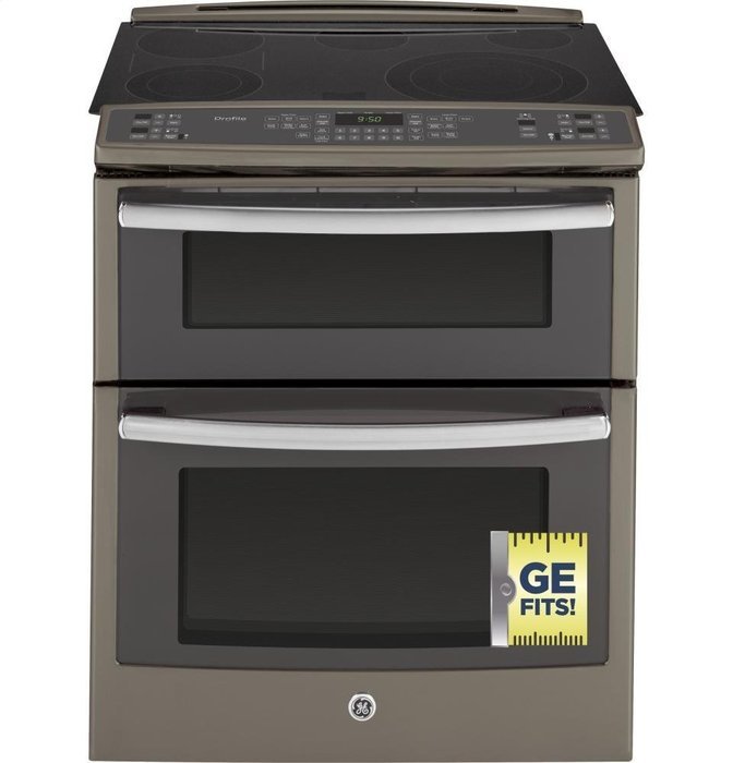GE PS950EFES Profile 30" Slate Electric Slide-In Smoothtop Double Oven Range - Convection N8