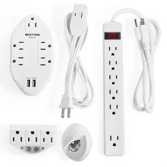 Bestten Wall Outlet Surge Protector with USB Charging, 5 AC Outlets & 2 USB Ports, ETL Certified N7