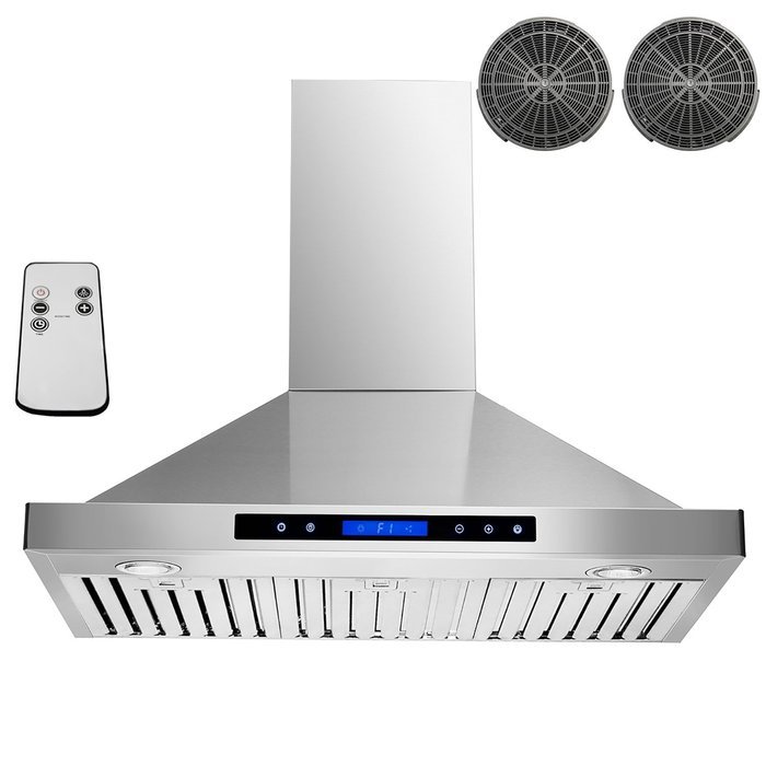 AKDY 36" Convertible Wall Mount Stainless Steel Ductless/Ventless Range Hood with Remote N5