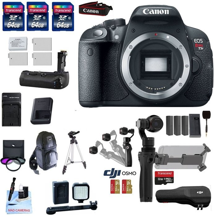 Professional Photographer / Videographer Kit - DJI OSMO 4K Starter Kit + Canon t5i DSLR + Canon 18-135mm IS STM... N4