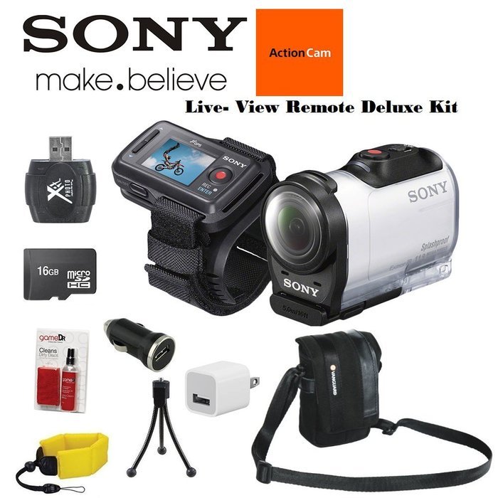 Sony HDR-AZ1VRW with Live View Remote Deluxe Action Camera Kit