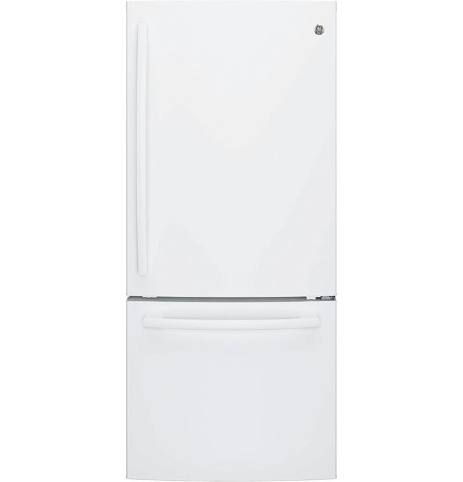 GE GBE21DGKWW 30" Energy Star Freestanding Bottom Freezer Refrigerator with 20.9 cu. ft. Capacity (White)