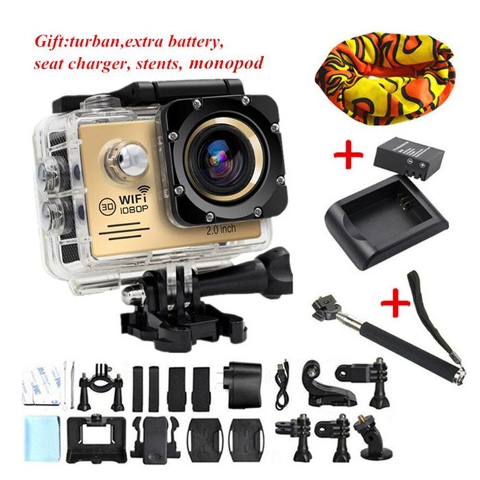 Action Camera SJ7000 Wifi 2.0 LTPS LED mini cam recorder marine diving 1080P HD DV Go pro style two batteries N3