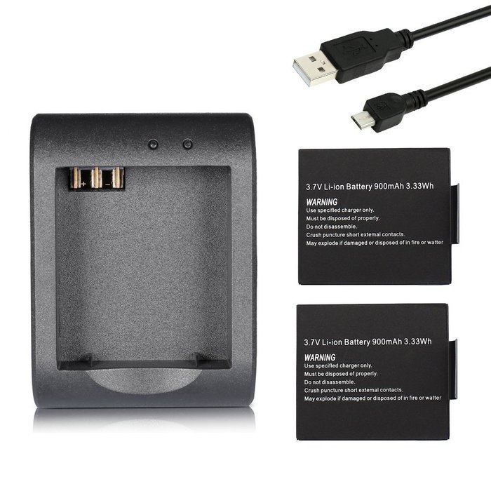 TEKCAM Rechargeable Battery for Waterproof Action Camera (2 x 1050mAh Battery+Charger ) N11