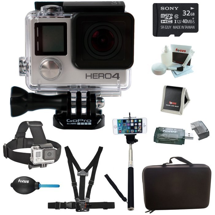 GoPro HERO4 BLACK Edition Camera HD Camcorder With Complete Pro Accessory Bundle