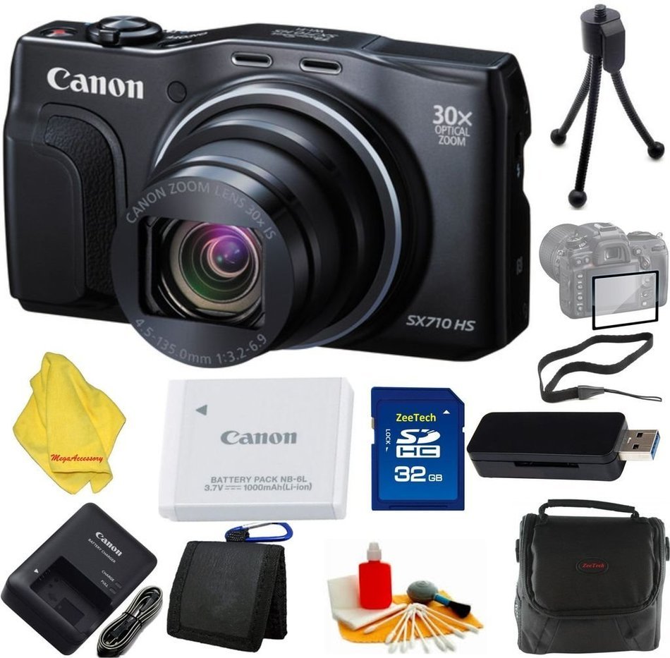 Canon PowerShot SX710 HS Digital Camera (Black)+ Case+32 GB Card+Reader + 6pc Starter Set