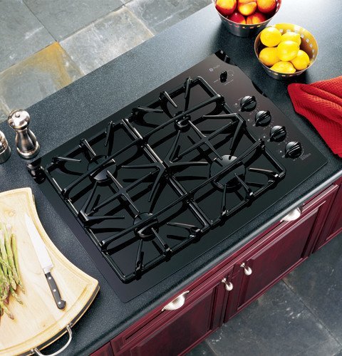 GE JGP940BEKBB Profile 30" Black Gas Sealed Burner Cooktop