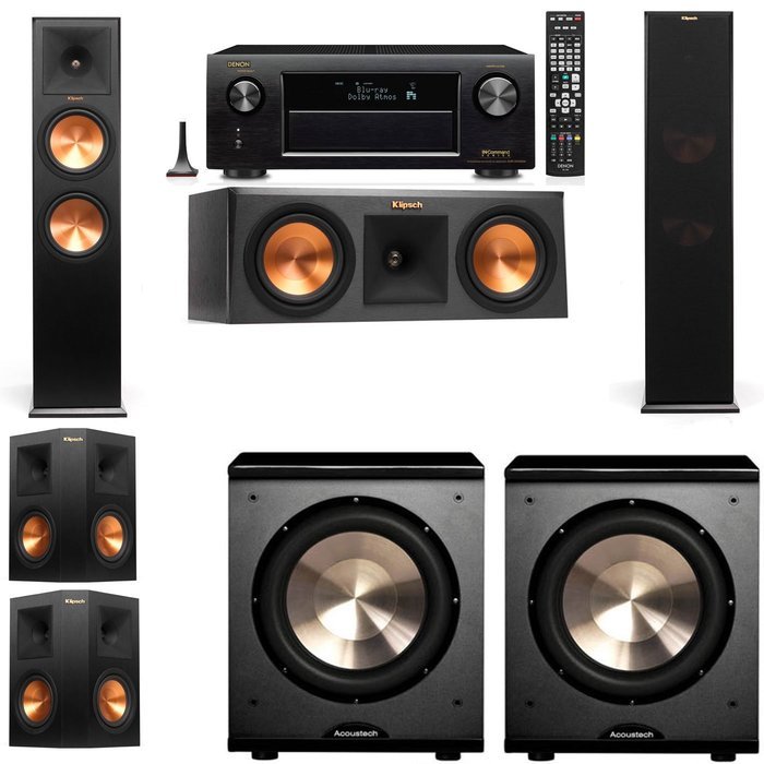 Klipsch RP-280F Tower Speakers-RP-250C-PL-200-5.2-Denon AVR-X4100W
