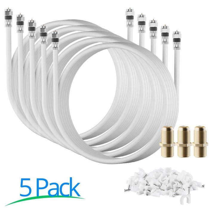 RG-6 | 25 Ft | Black | 2 Pack | UL CL2 Certified Cable Quad Shielded Coaxial Cable For Satellite TV & High Speed... N14