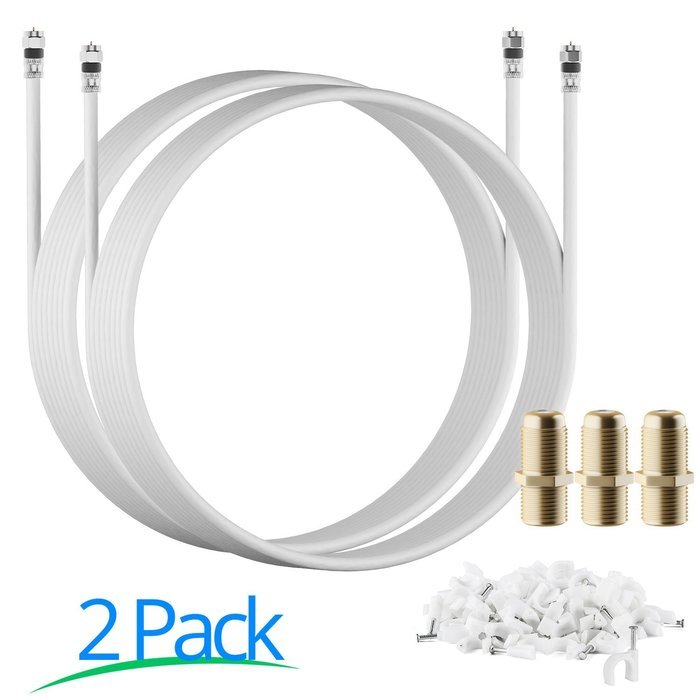 RG-6 | 25 Ft | Black | 2 Pack | UL CL2 Certified Cable Quad Shielded Coaxial Cable For Satellite TV & High Speed... N16