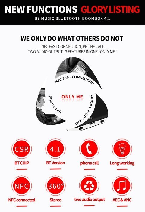 Baile CSR V4.1 Audio Receiver Support A2DP V1.2, Handsfree Calling, NFC Enabled, Dual AUX Output Compatible with...