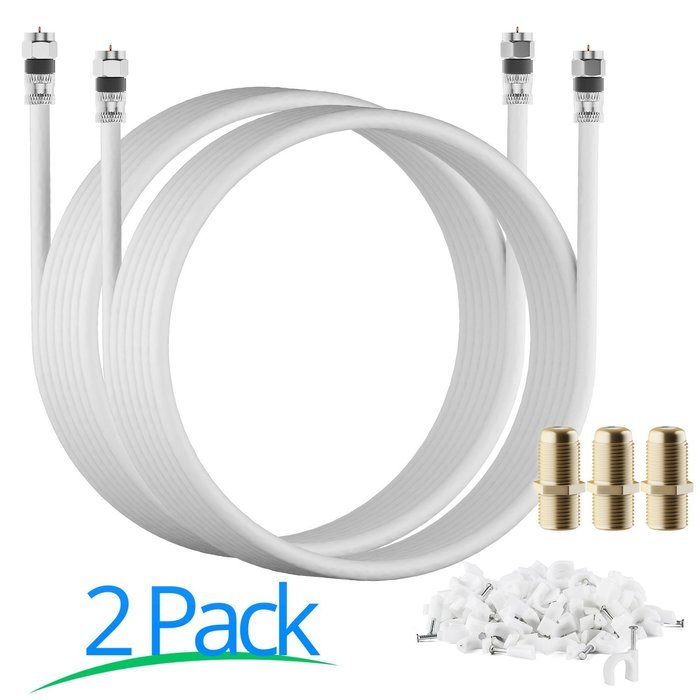 RG-6 | 25 Ft | Black | 2 Pack | UL CL2 Certified Cable Quad Shielded Coaxial Cable For Satellite TV & High Speed... N19