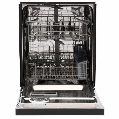 24 in. Front Control Dishwasher in Black with Stainless Steel Tub N4