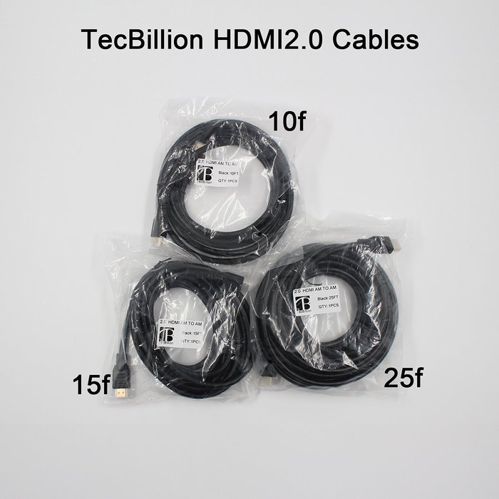 HDMI Cable, TecBillion High Speed CL3 Rated 2.0 HDMI Cable - Supports 4K, 3D and Audio Return, 25 Feet, Black N13