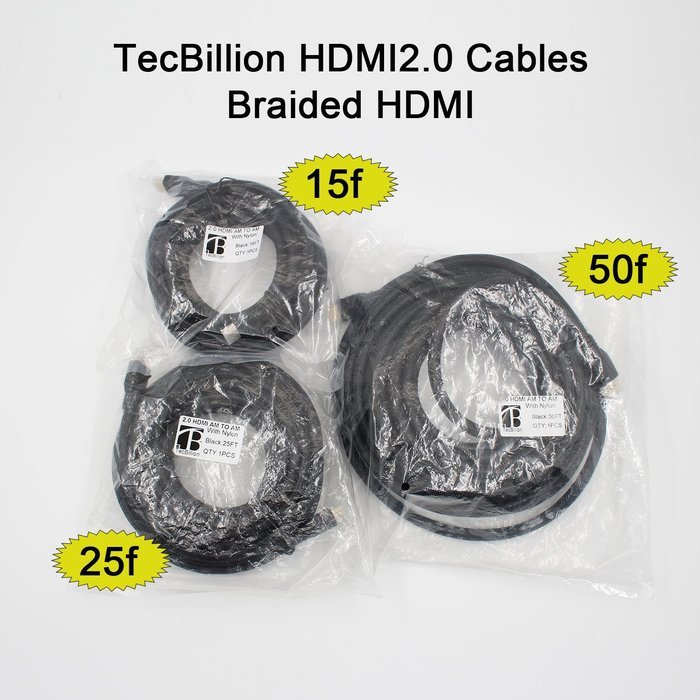 HDMI Cable, TecBillion High Speed CL3 Rated 2.0 HDMI Cable - Supports 4K, 3D and Audio Return, 25 Feet, Black N16